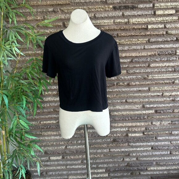 Michael Stars Black Relaxed Round Neck Cotton Modal Short Sleeve Top Tee OS - Picture 5 of 5
